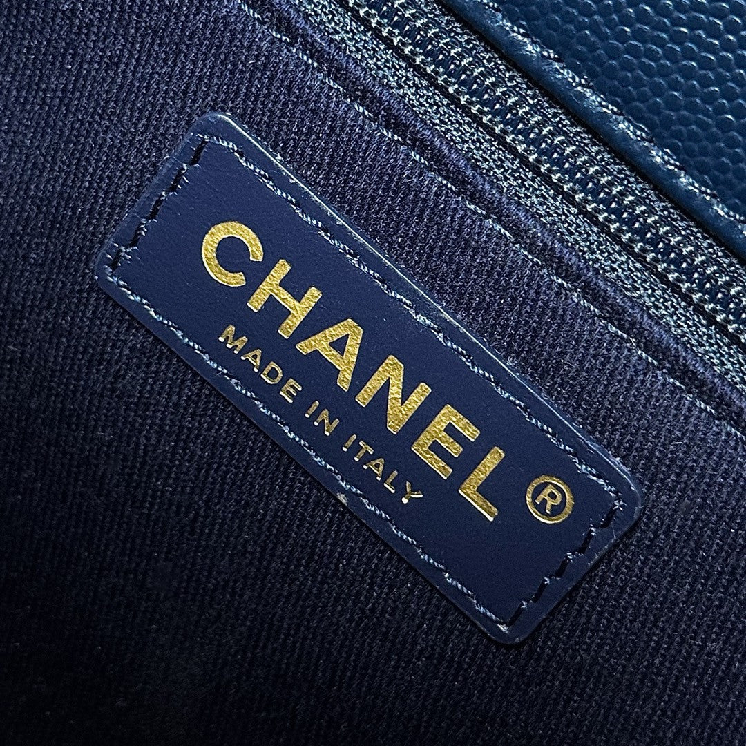 Chanel Medium Co Co Lizard Top Handle Blue Flap Bag