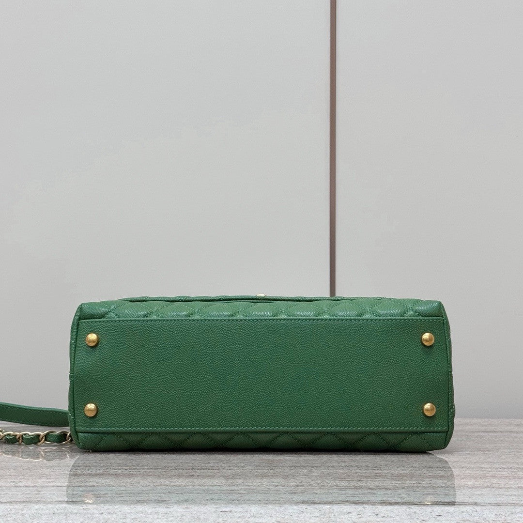 Chanel Medium Co Co Lizard Top Handle Green Flap Bag