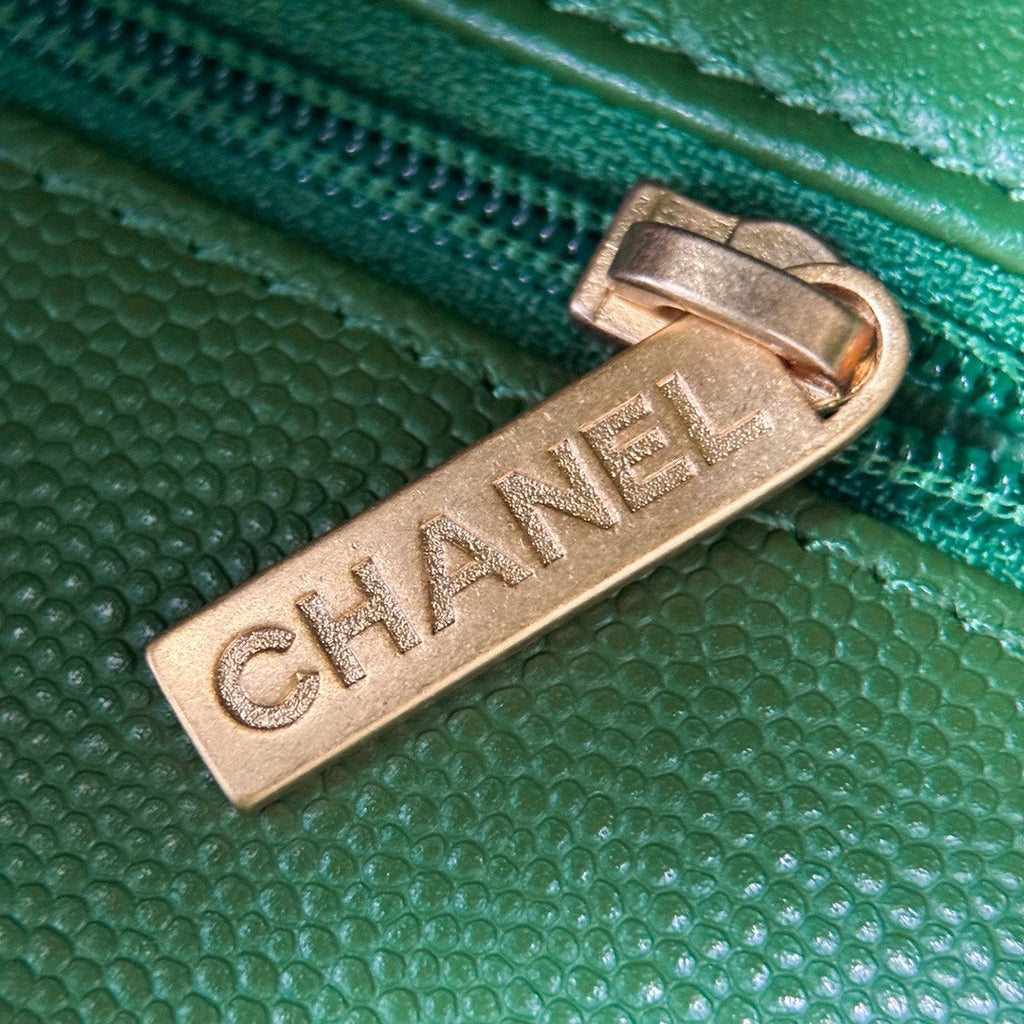 Chanel Medium Co Co Lizard Top Handle Green Flap Bag