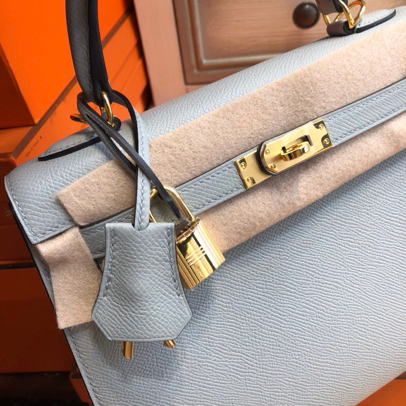Hermès 8U Bleu Glacier Kelly 25 cm  Epsom Gold Hardware