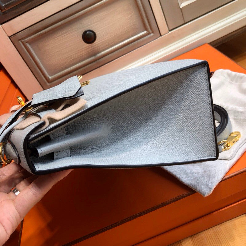 Hermès 8U Bleu Glacier Kelly 25 cm  Epsom Gold Hardware