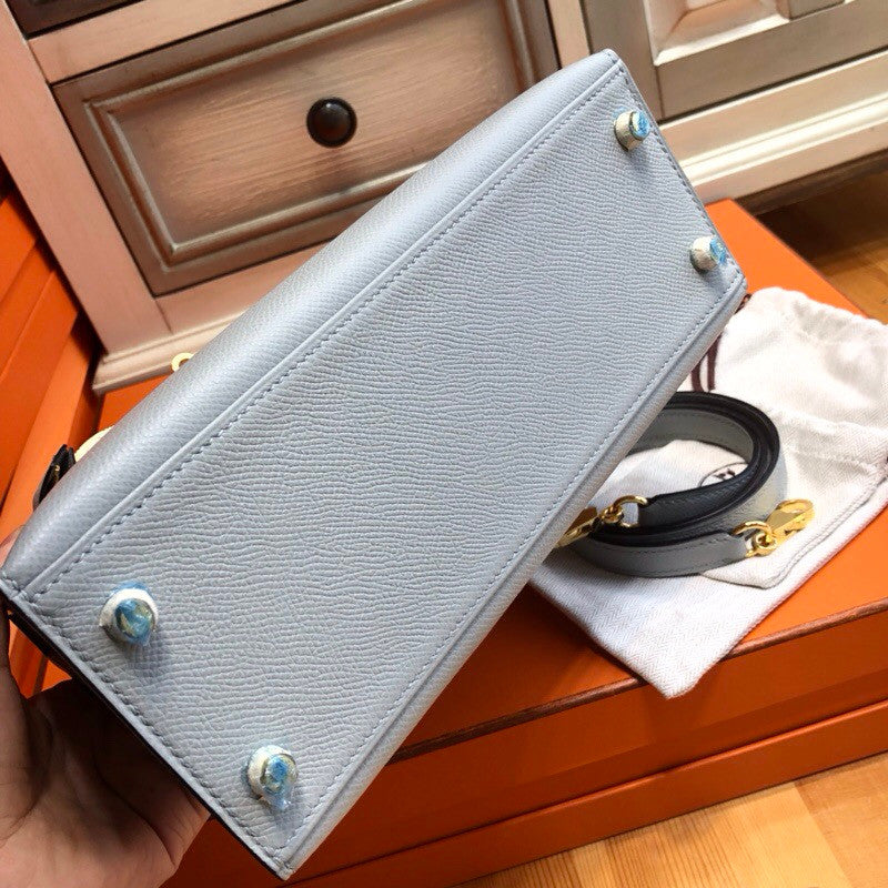 Hermès 8U Bleu Glacier Kelly 25 cm  Epsom Gold Hardware