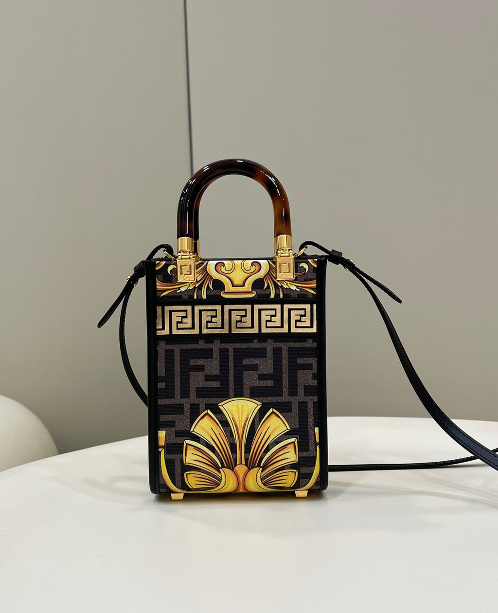 Fendi Mini Sunshine Shopper Fendace Printed FF leather mini bag