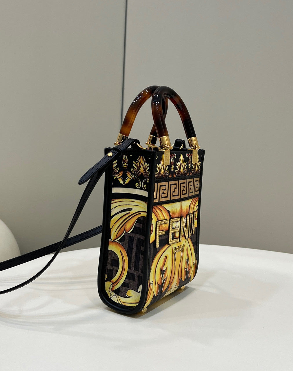 Fendi Mini Sunshine Shopper Fendace Printed FF leather mini bag