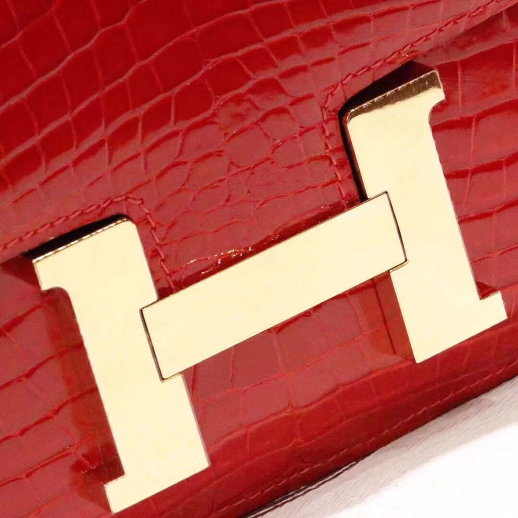 Hermes Red Constance 23 Crocodile Porosus