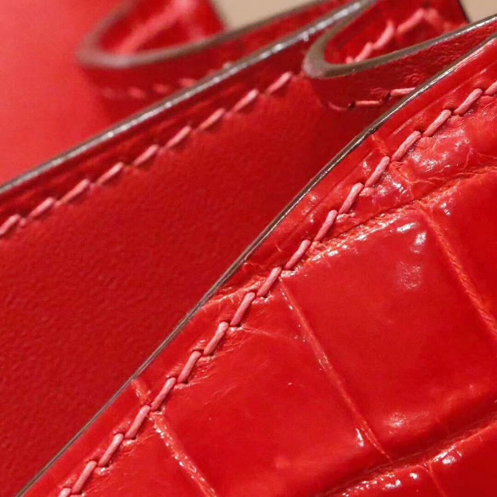Hermes Red Constance 23 Crocodile Porosus