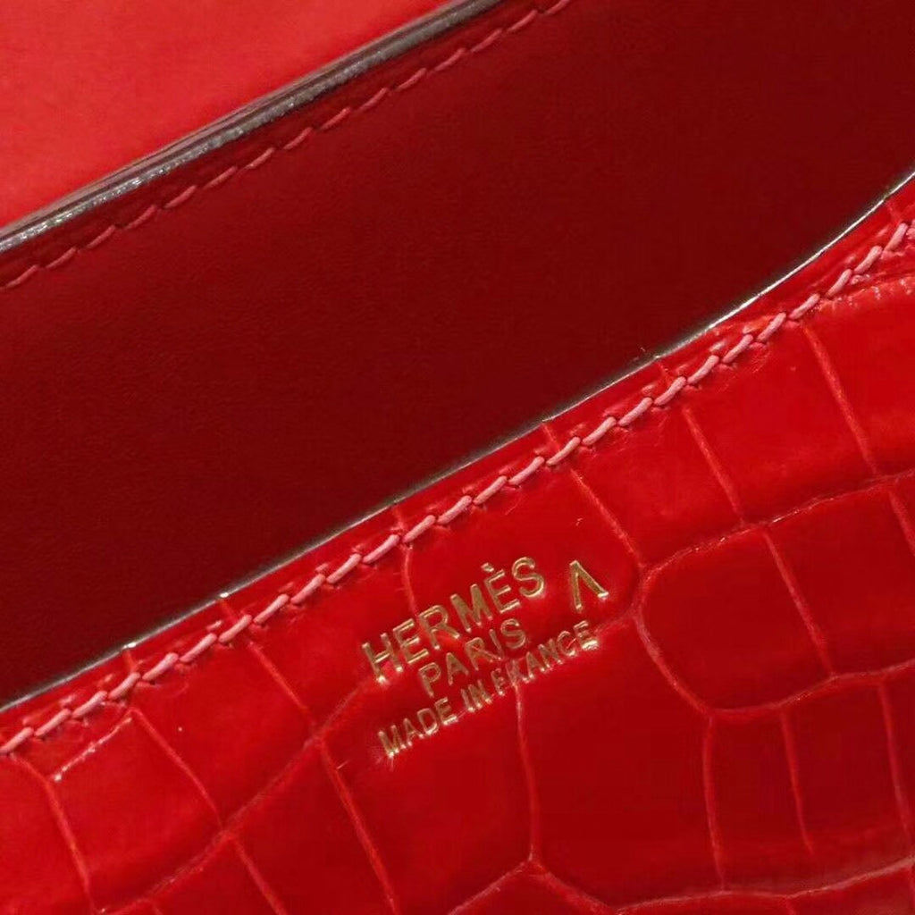 Hermes Red Constance 23 Crocodile Porosus