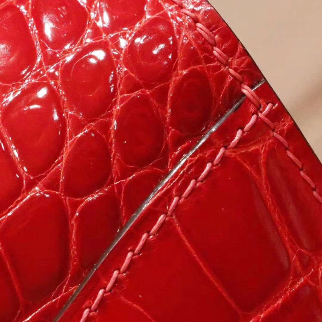 Hermes Red Constance 23 Crocodile Porosus