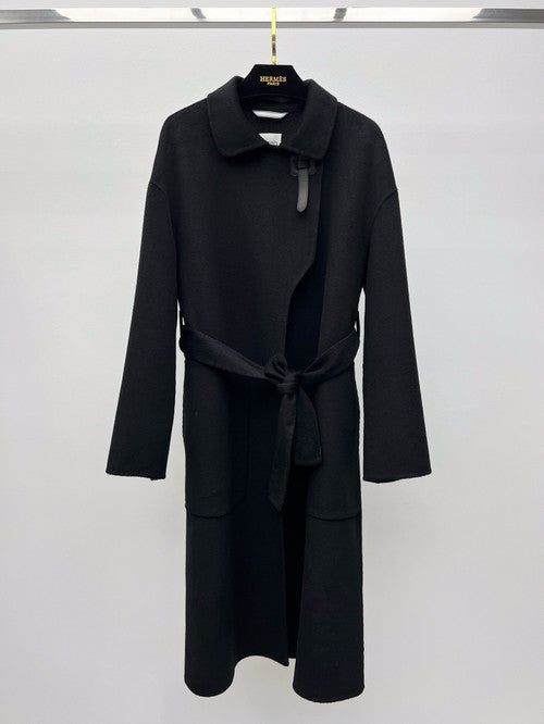 Hermès black cashmere Wrap coats 2023