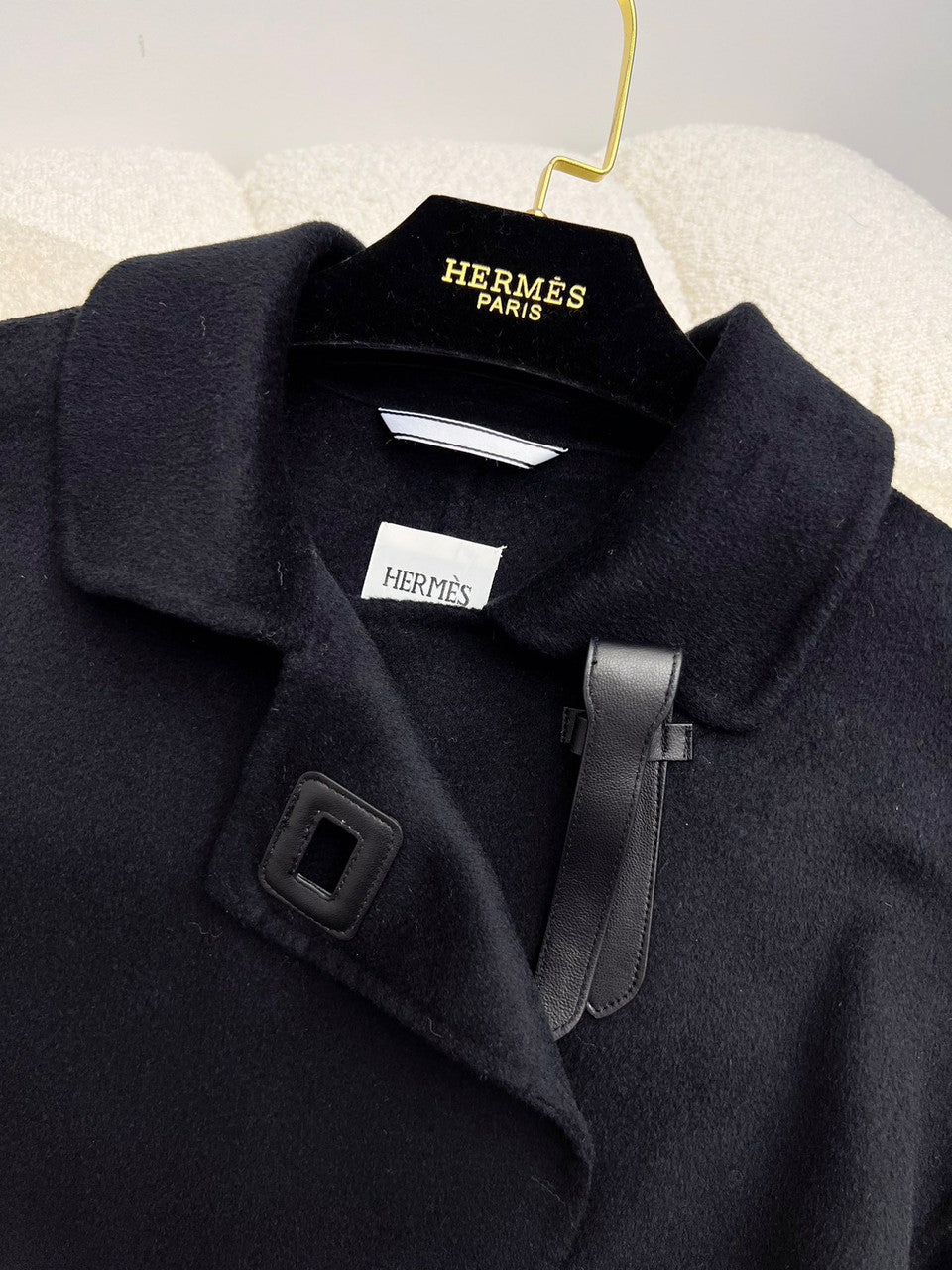 Hermès black cashmere Wrap coats 2023