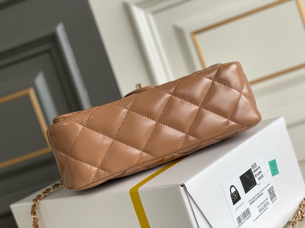 Chanel MINI FLAP BAG WITH TOP HANDLE CARAMEL
