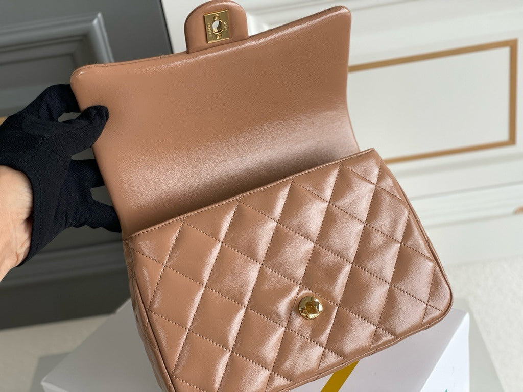 Chanel MINI FLAP BAG WITH TOP HANDLE CARAMEL