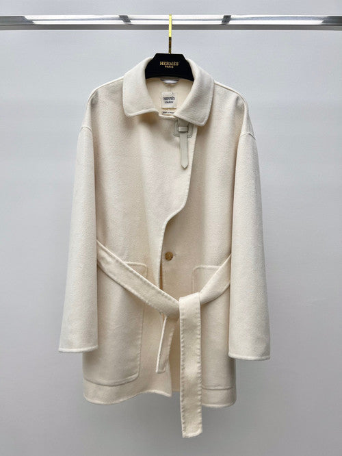 Hermès white cashmere Wrap coats 2023