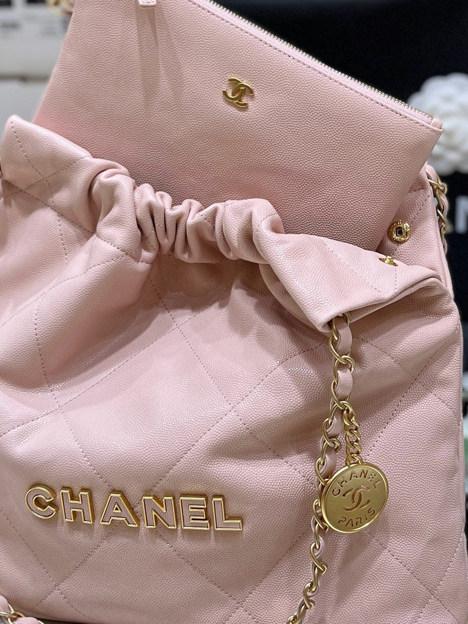 CHANEL FALL-WINTER 2024/25 22 SMALL HANDBAG PINK