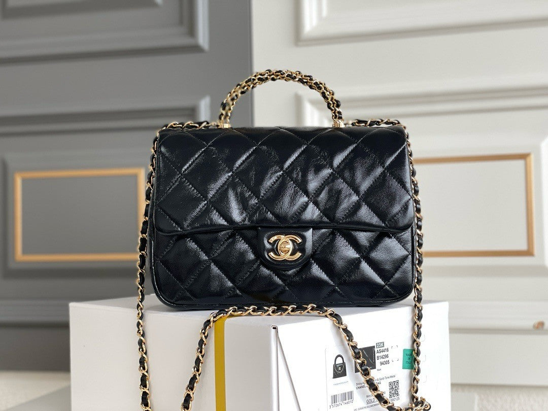 Chanel MINI FLAP BAG WITH TOP HANDLE BLACK