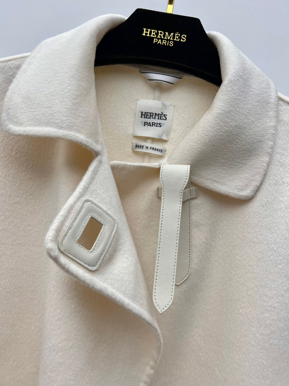 Hermès white cashmere Wrap coats 2023