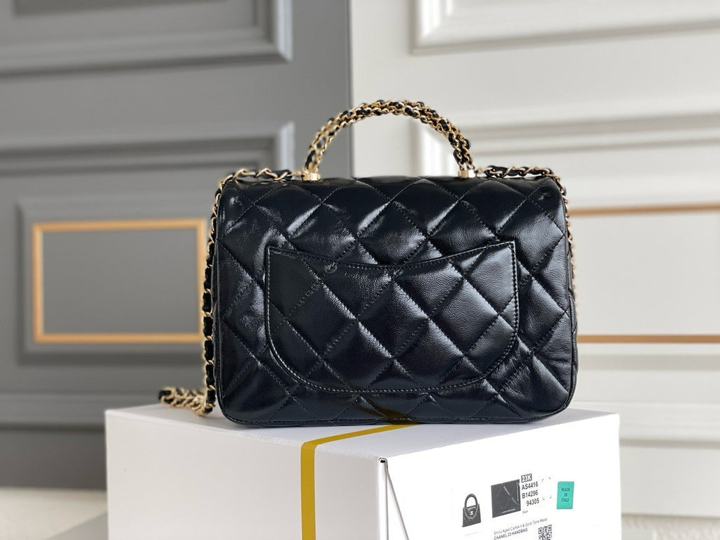 Chanel MINI FLAP BAG WITH TOP HANDLE BLACK