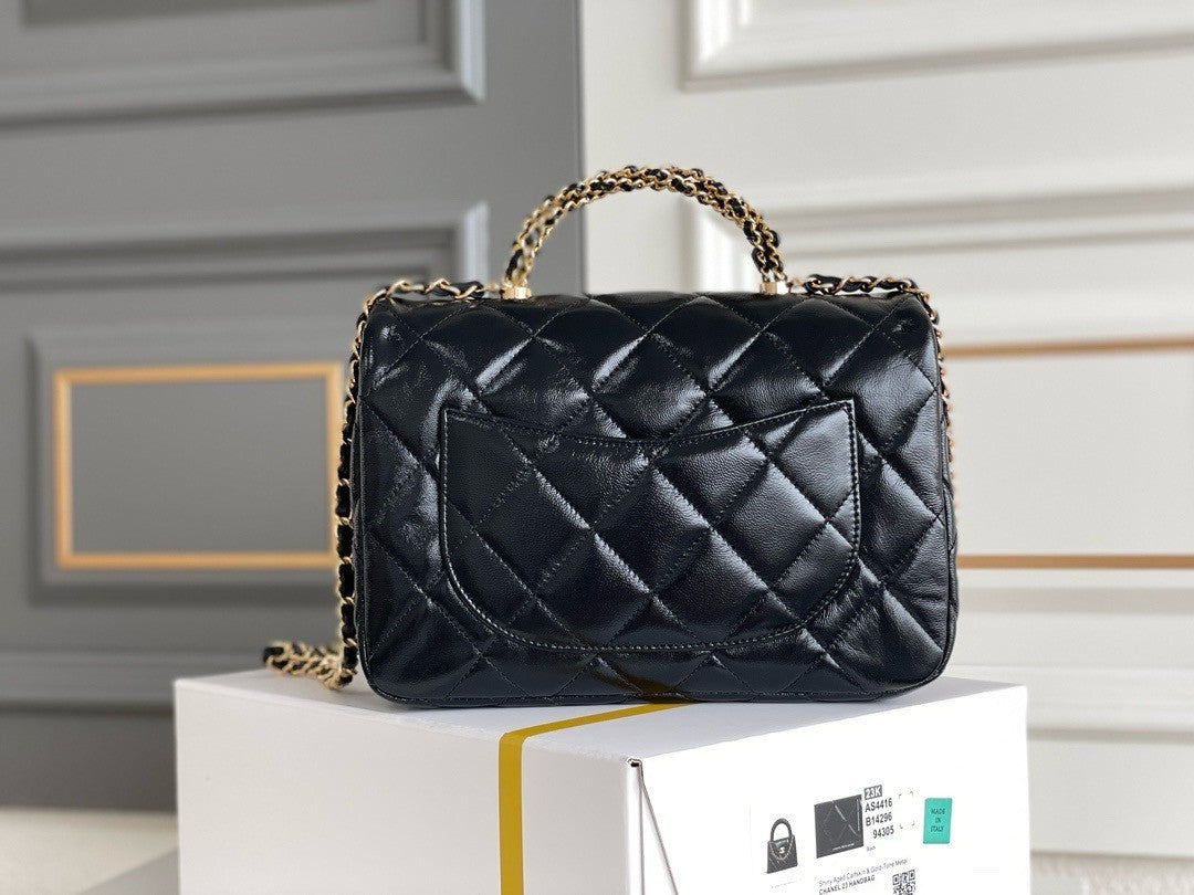 Chanel MINI FLAP BAG WITH TOP HANDLE BLACK
