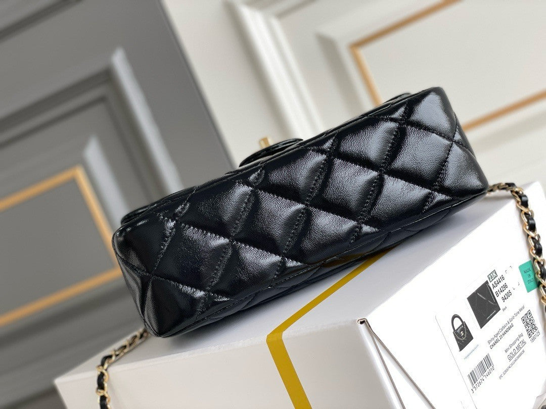 Chanel MINI FLAP BAG WITH TOP HANDLE BLACK