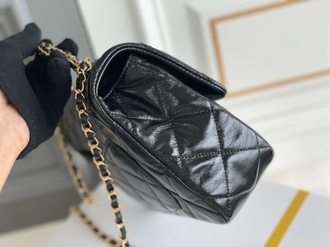 Chanel MINI FLAP BAG WITH TOP HANDLE BLACK