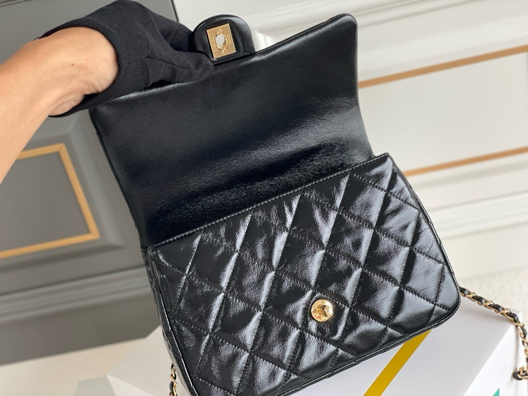 Chanel MINI FLAP BAG WITH TOP HANDLE BLACK