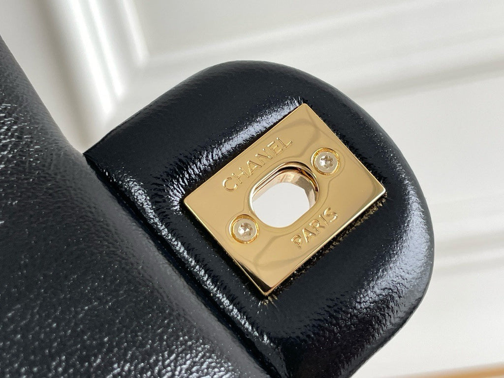 Chanel MINI FLAP BAG WITH TOP HANDLE BLACK
