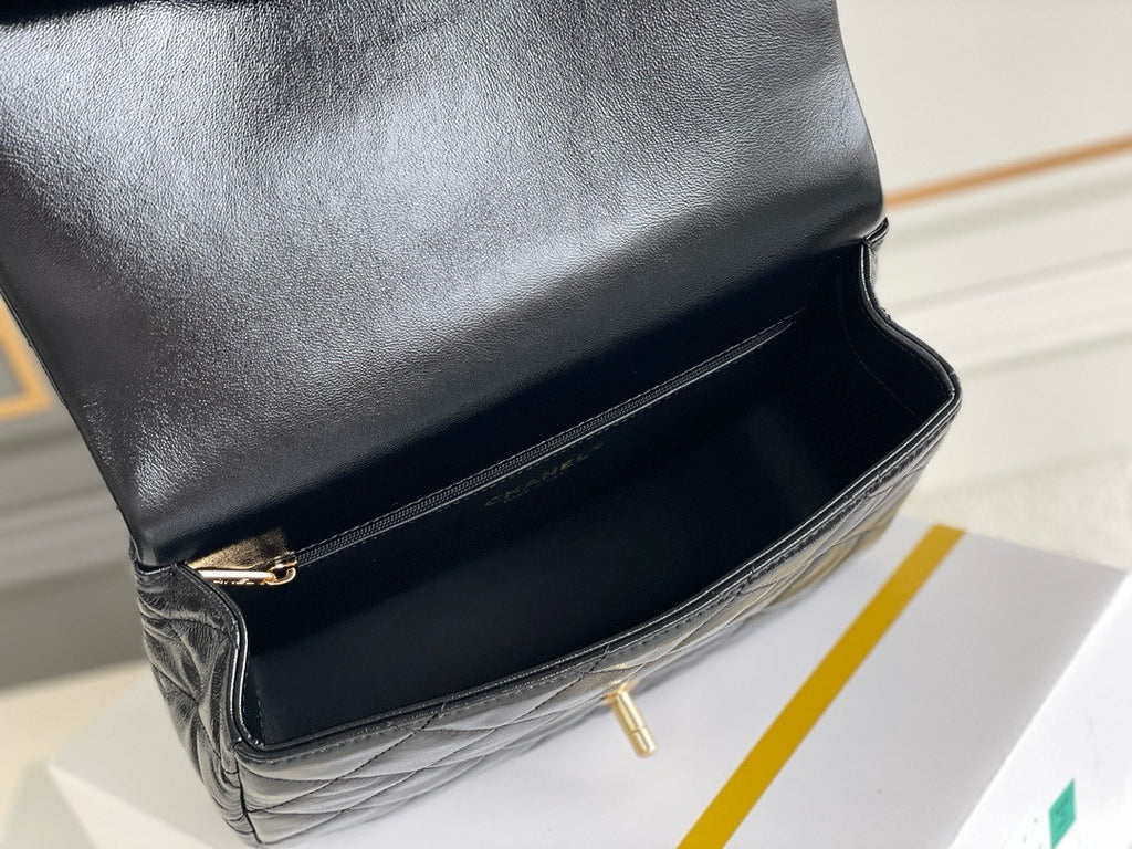 Chanel MINI FLAP BAG WITH TOP HANDLE BLACK