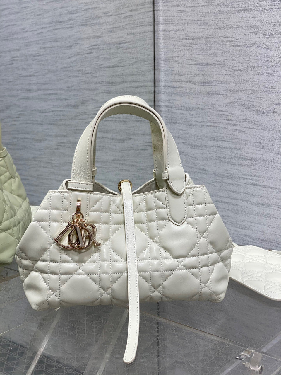 Christian Dior SMALL DIOR TOUJOURS BAG Latte Macrocannage Calfskin