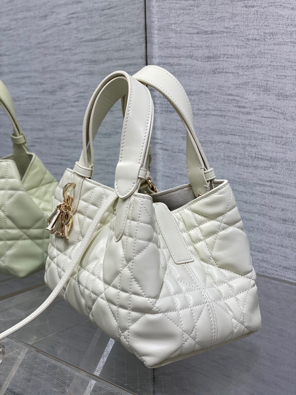 Christian Dior SMALL DIOR TOUJOURS BAG Latte Macrocannage Calfskin