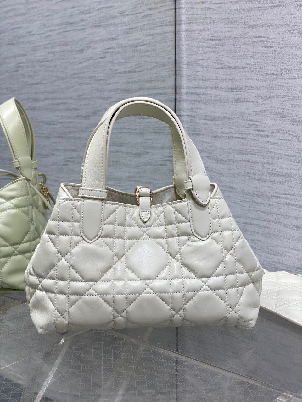 Christian Dior SMALL DIOR TOUJOURS BAG Latte Macrocannage Calfskin