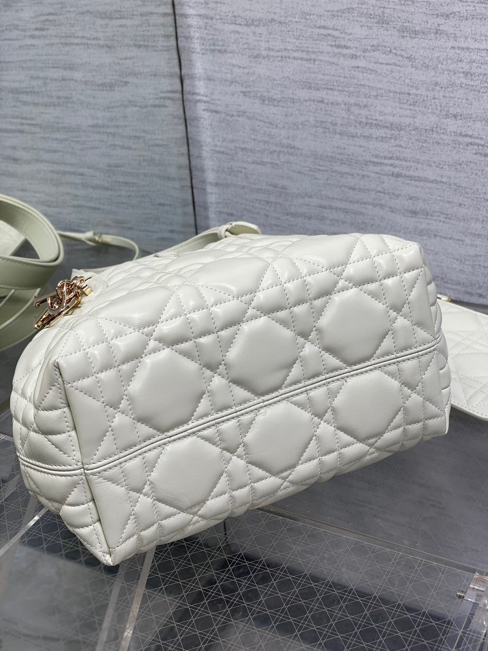 Christian Dior SMALL DIOR TOUJOURS BAG Latte Macrocannage Calfskin