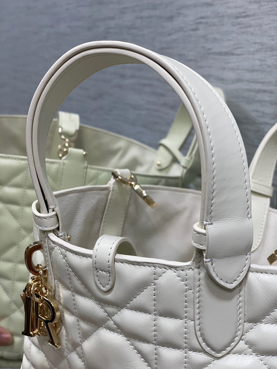 Christian Dior SMALL DIOR TOUJOURS BAG Latte Macrocannage Calfskin