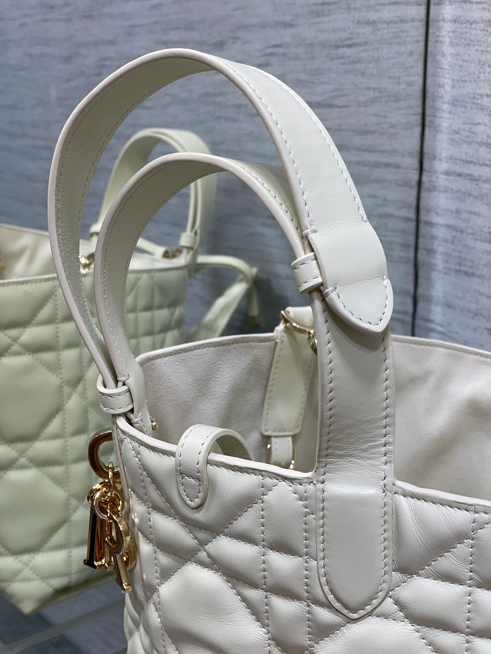 Christian Dior SMALL DIOR TOUJOURS BAG Latte Macrocannage Calfskin