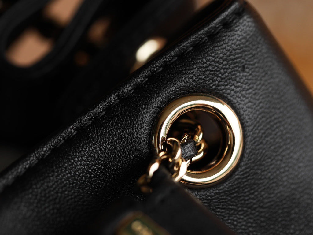 CHANEL 22C Black Crinkled Calfskin Duma Backpack