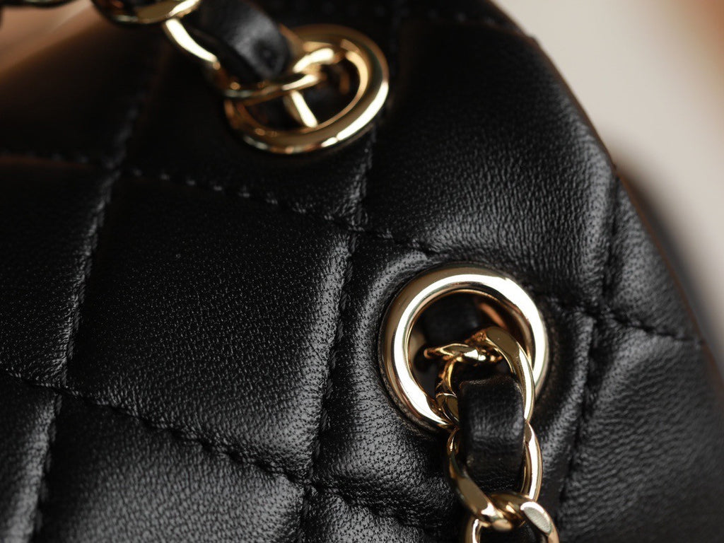 CHANEL 22C Black Crinkled Calfskin Duma Backpack