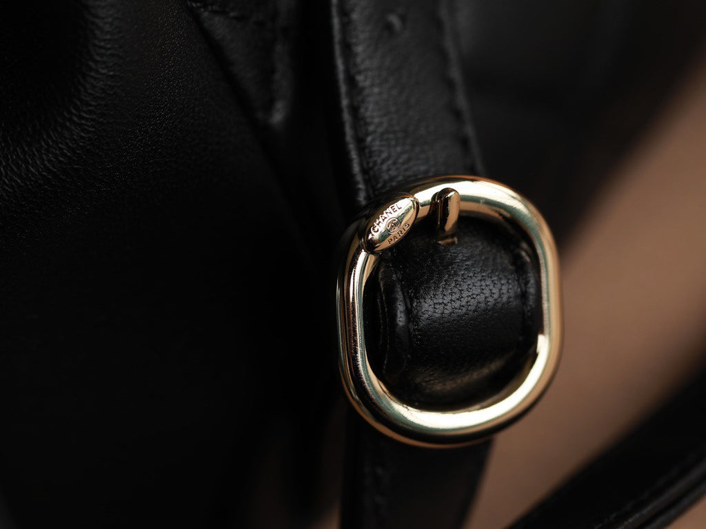 CHANEL 22C Black Crinkled Calfskin Duma Backpack