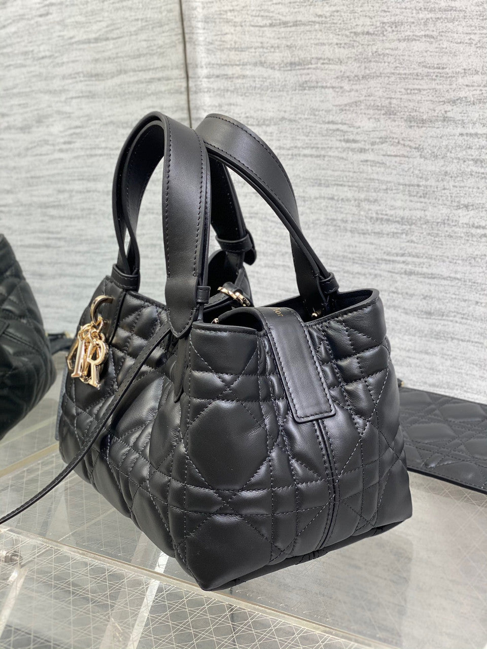 Christian Dior SMALL DIOR TOUJOURS BAG black Macrocannage Calfskin