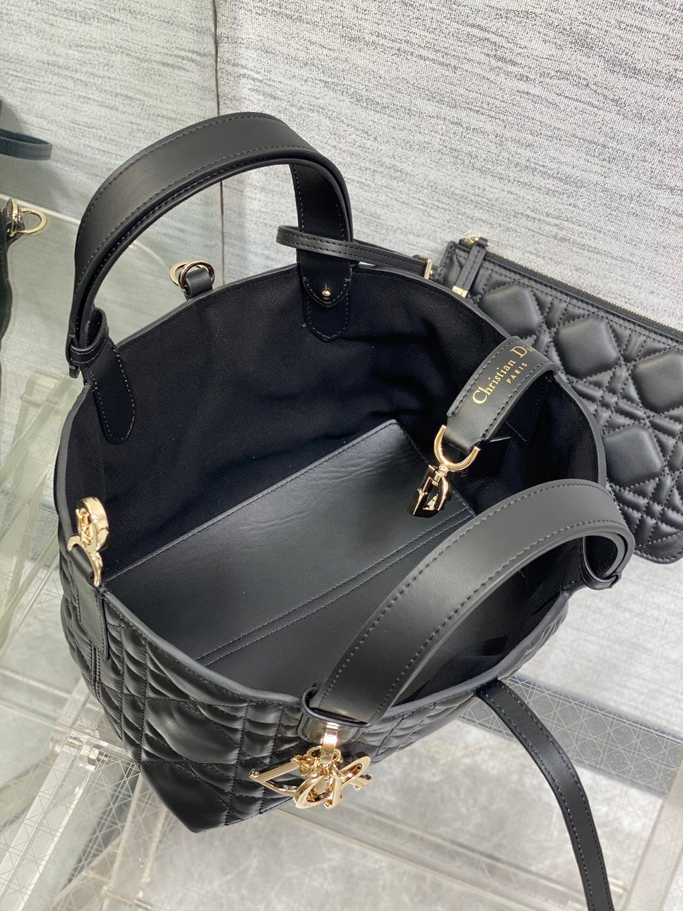 Christian Dior SMALL DIOR TOUJOURS BAG black Macrocannage Calfskin