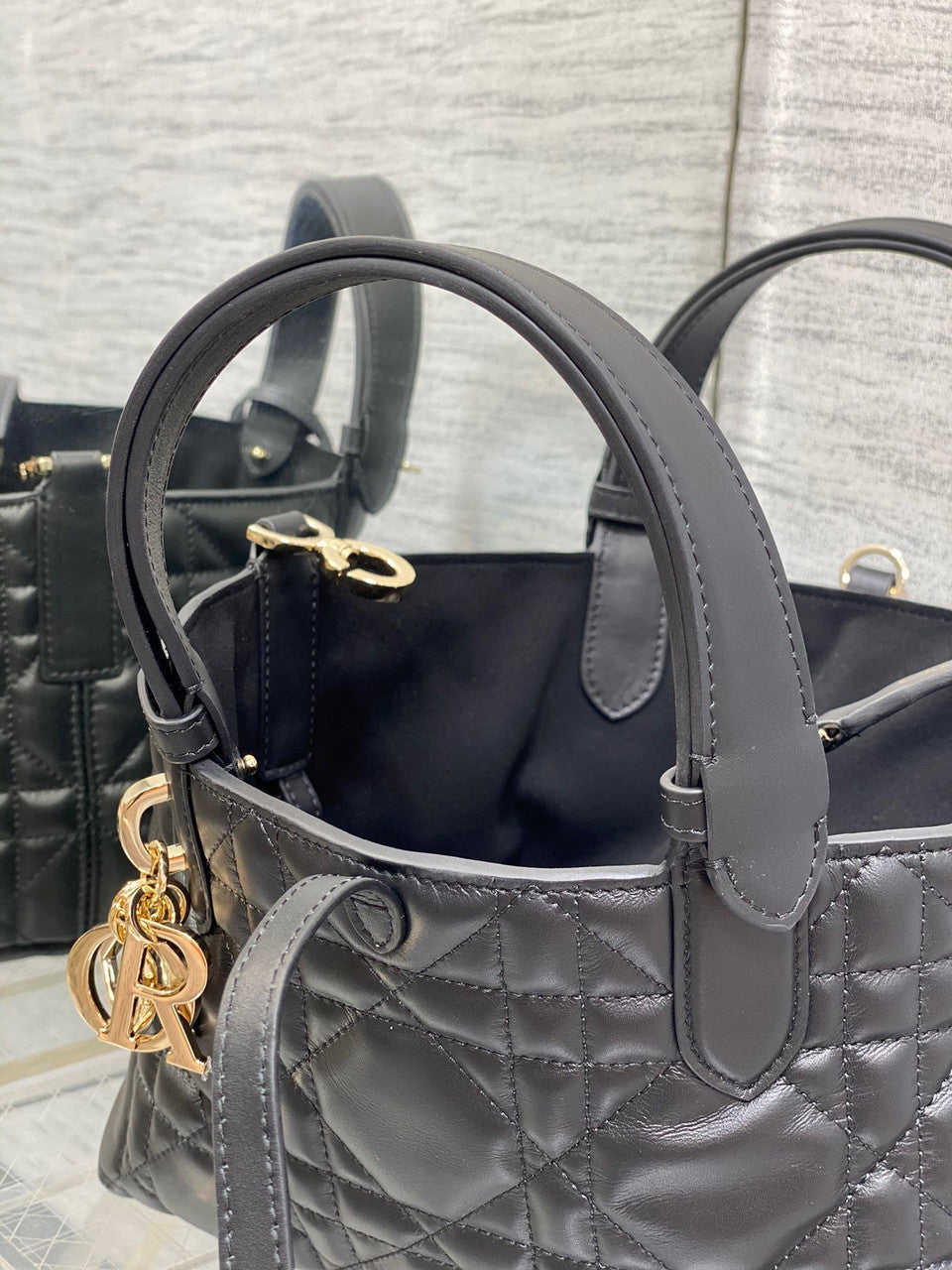 Christian Dior SMALL DIOR TOUJOURS BAG black Macrocannage Calfskin
