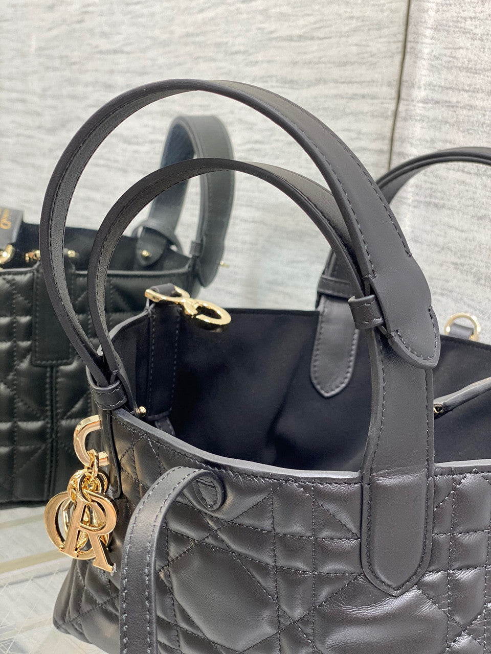 Christian Dior SMALL DIOR TOUJOURS BAG black Macrocannage Calfskin