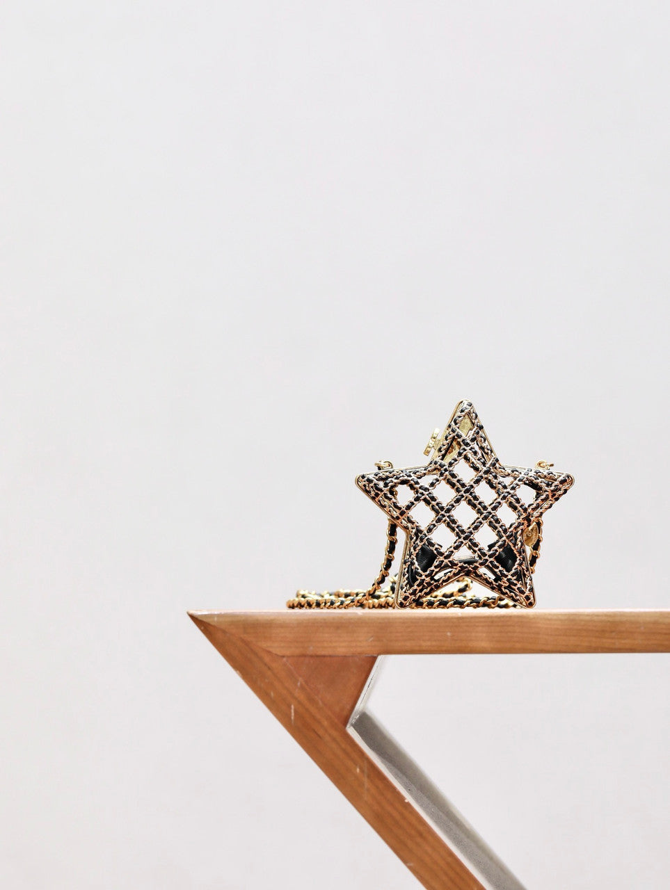 Chanel Runway Metal Gold Cage Star Minaudiere Mini Shoulder Clutch Bag