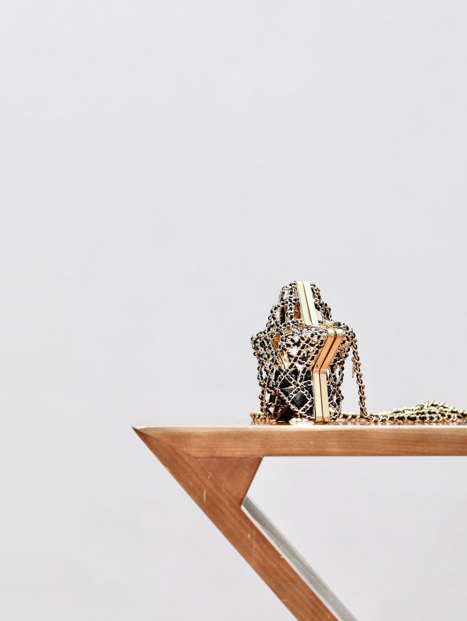 Chanel Runway Metal Gold Cage Star Minaudiere Mini Shoulder Clutch Bag
