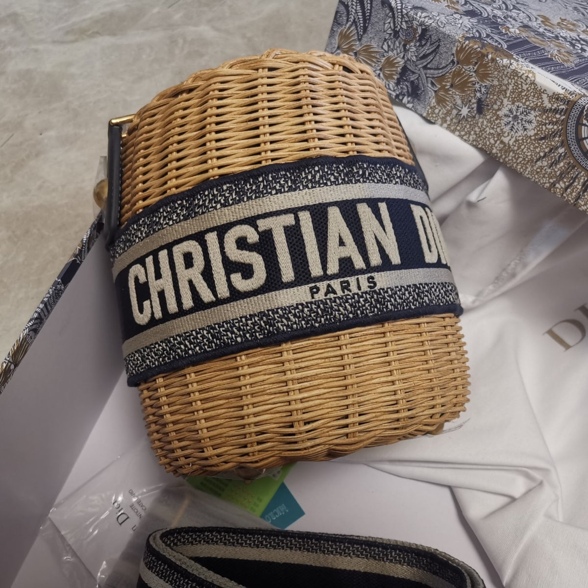 Christian Dior DIOR WICKER BUCKET BAG
