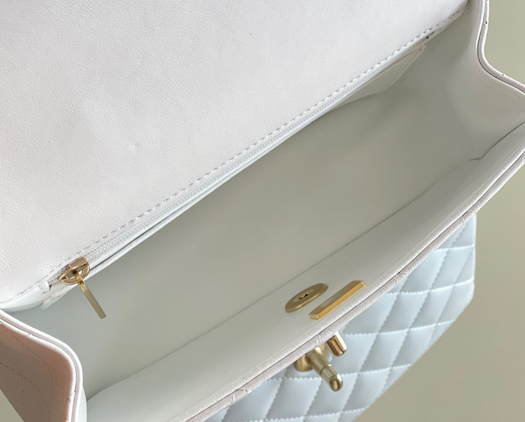 Chanel MINI FLAP BAG WITH TOP HANDLE WHITE