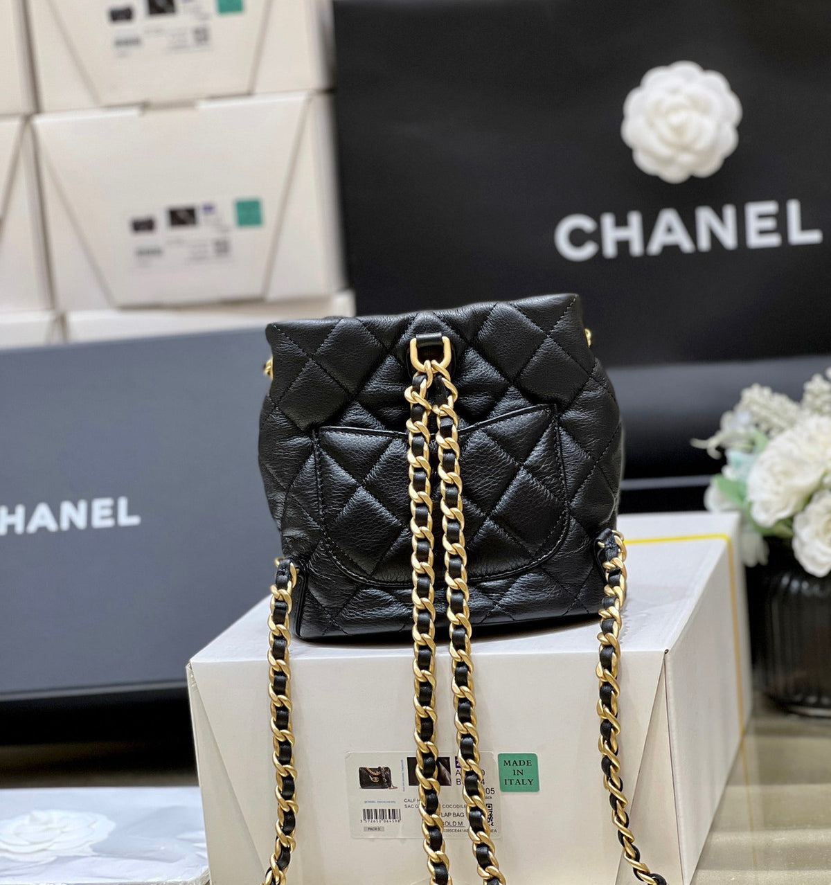 CHANEL Calfskin & Gold-Tone Metal SMALL BACKPACK fw2023