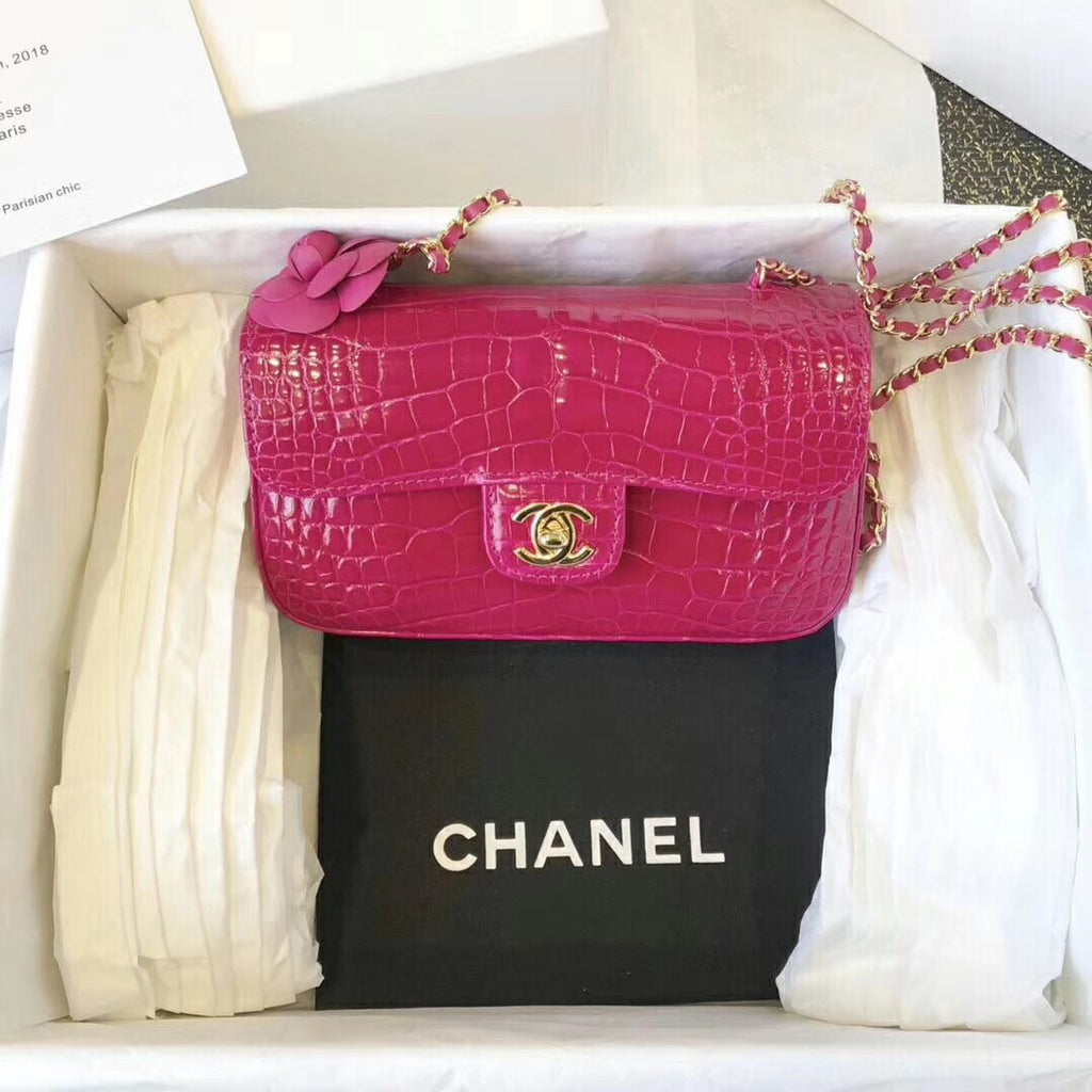 Chanel Fuchsia  Shinny Alligator Mini Flap Bag