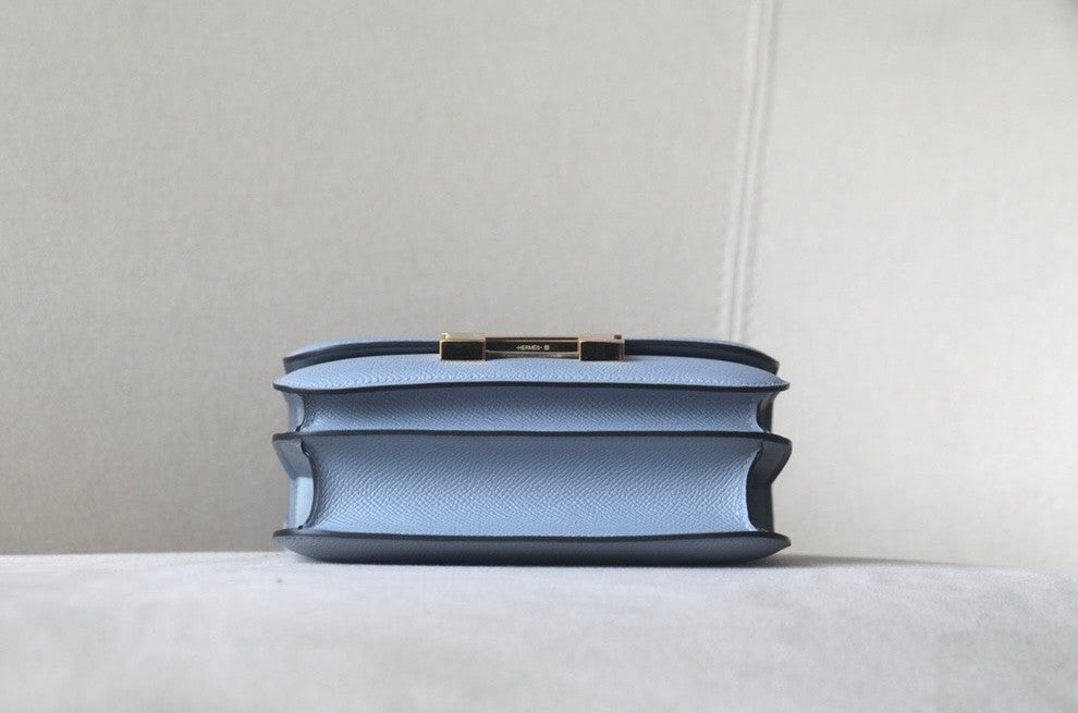 Hermes Gris Mouette Constance 19cm Epsom Gold Hardware
