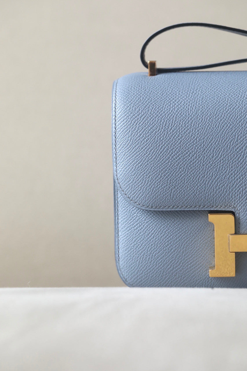 Hermes Gris Mouette Constance 19cm Epsom Gold Hardware