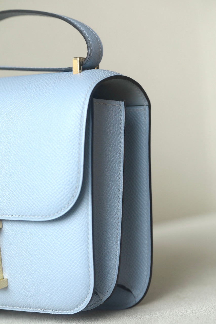 Hermes Gris Mouette Constance 19cm Epsom Gold Hardware