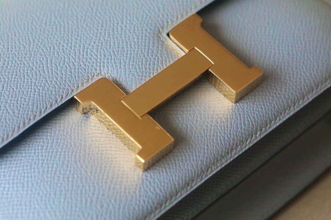 Hermes Gris Mouette Constance 19cm Epsom Gold Hardware